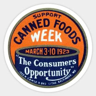 1923 Support Canned Foods Week Sticker